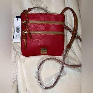 Dooney & Bourke Red Pebble Grain Triple Zip